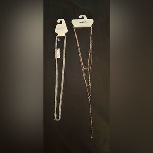 Ann Taylor 8 strand snake chain necklace in silver tone & Loft rose tone layered